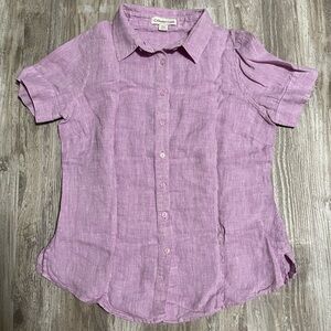 Coldwater Creek Women's Pink Linen Button Down Shirt